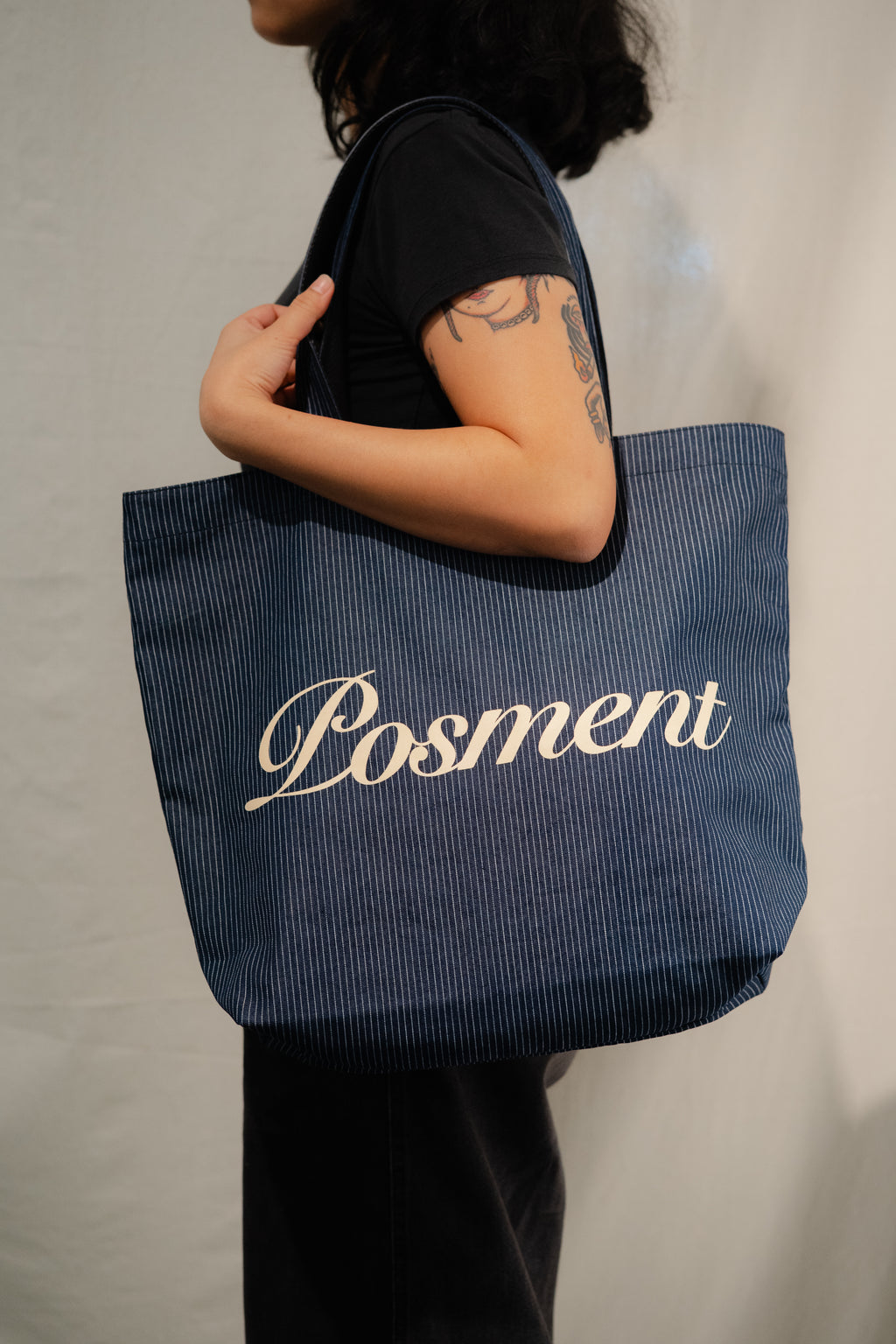 Striped Denim Totebag