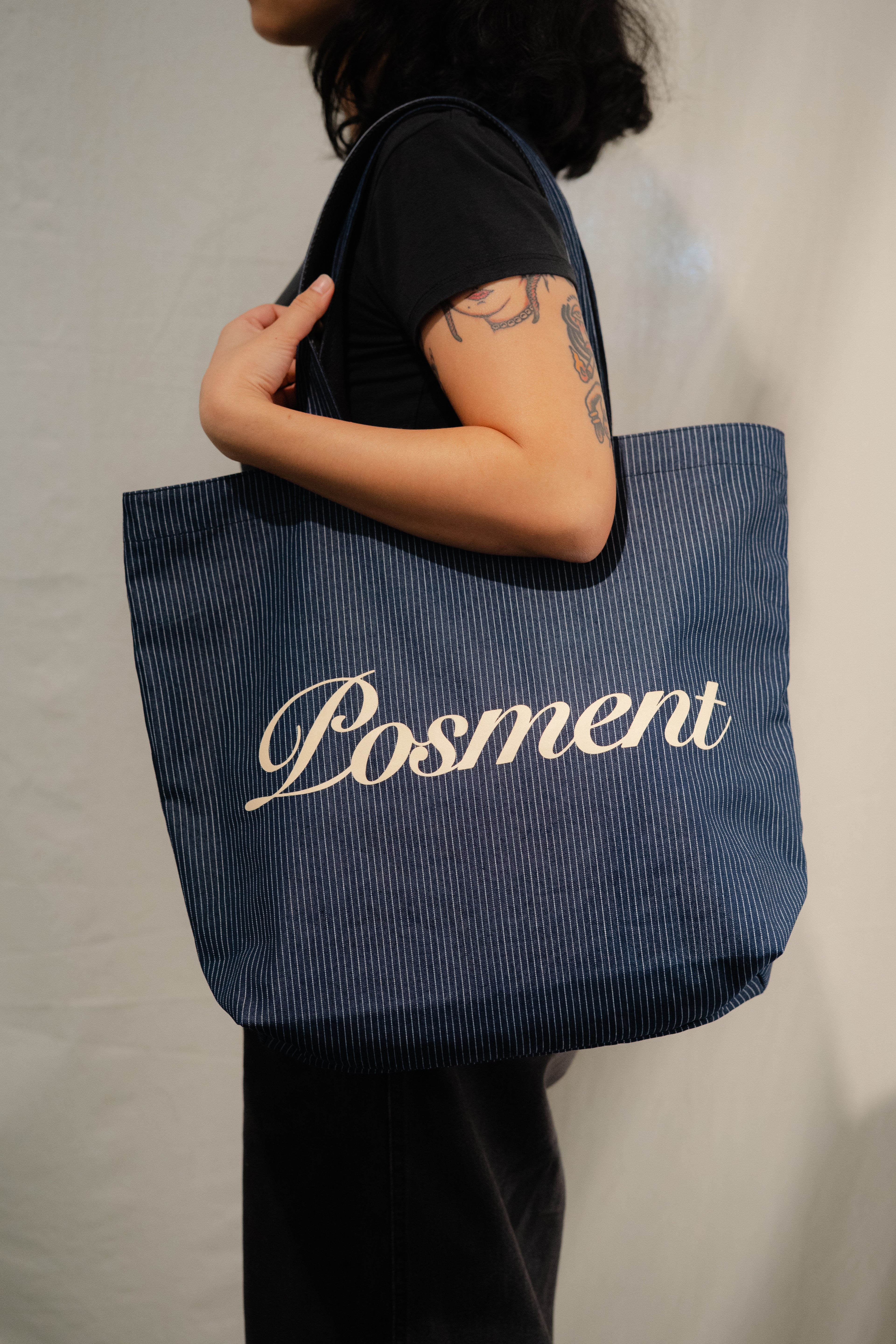 Striped Denim Totebag