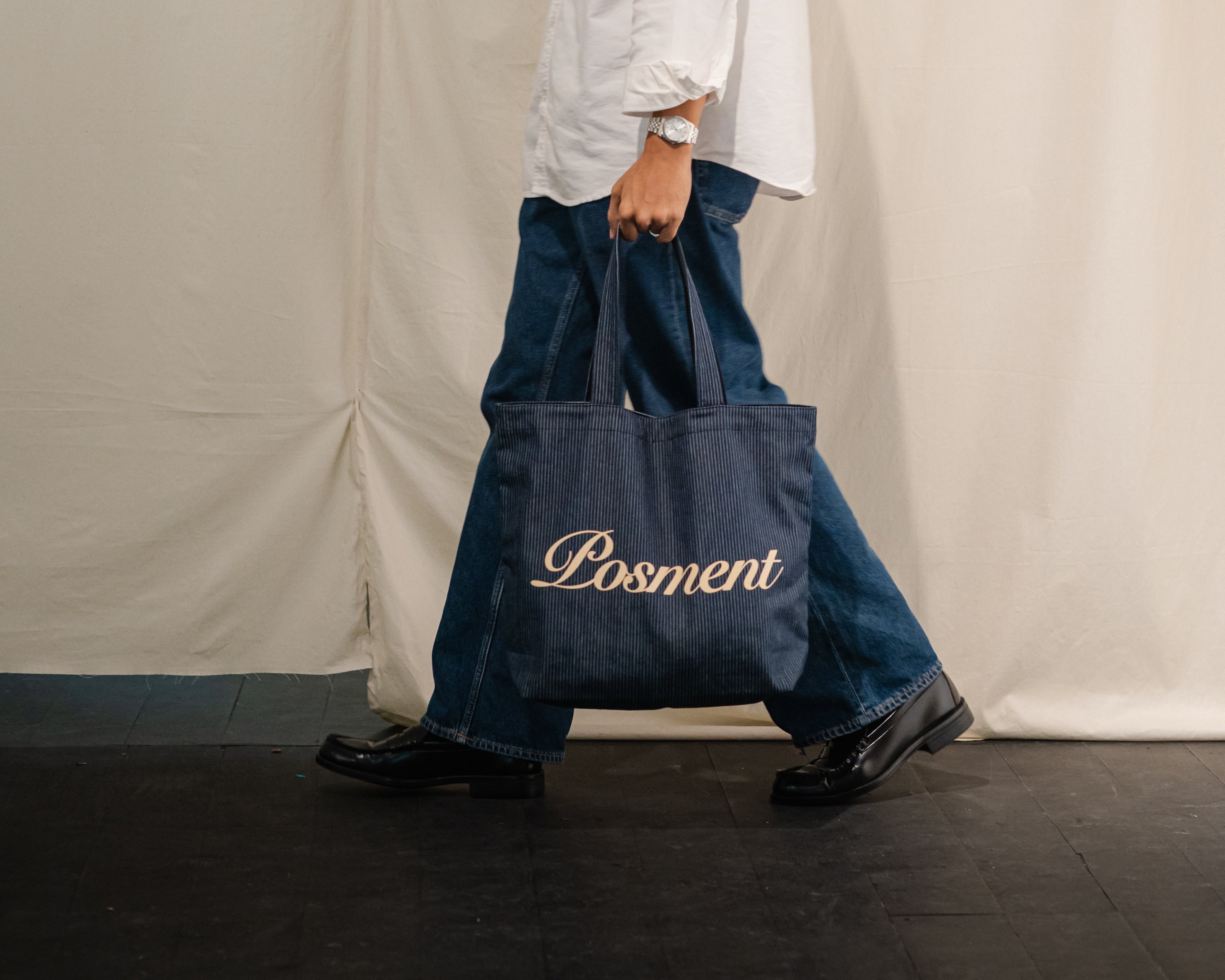 Striped Denim Totebag