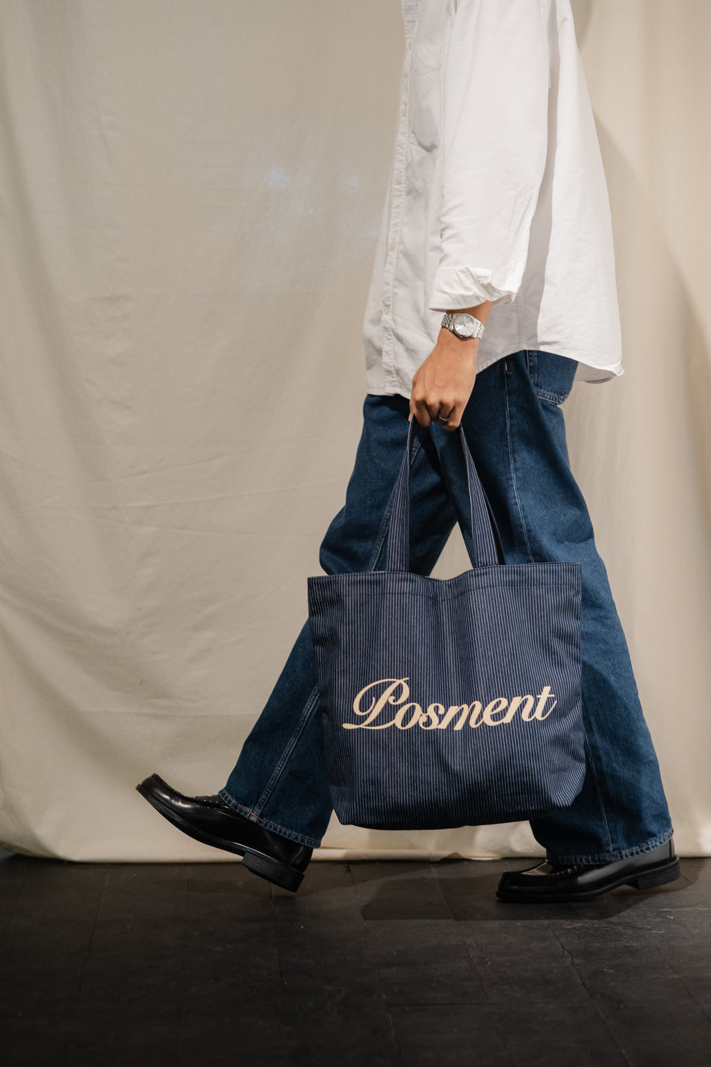 Striped Denim Totebag