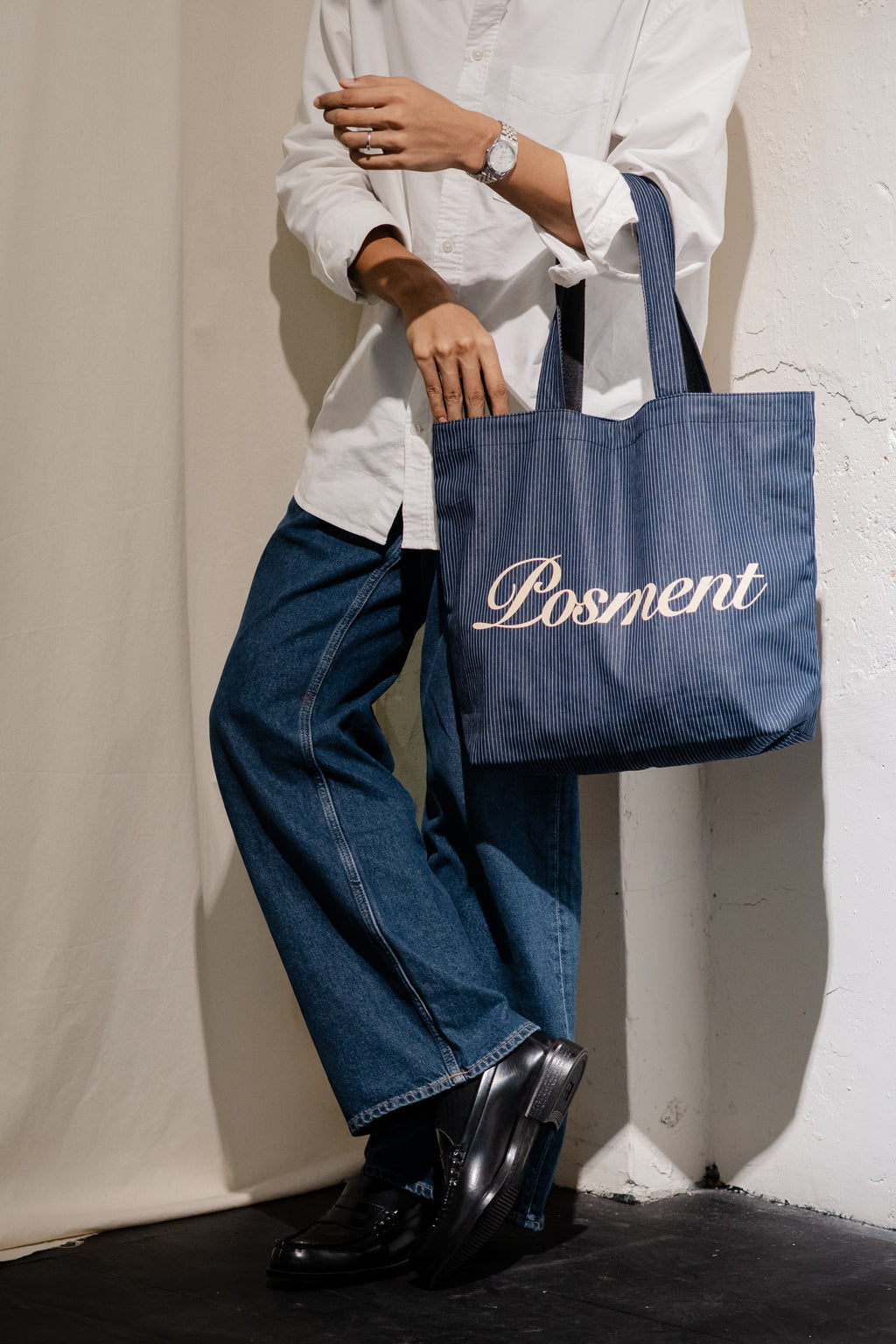 Striped Denim Totebag