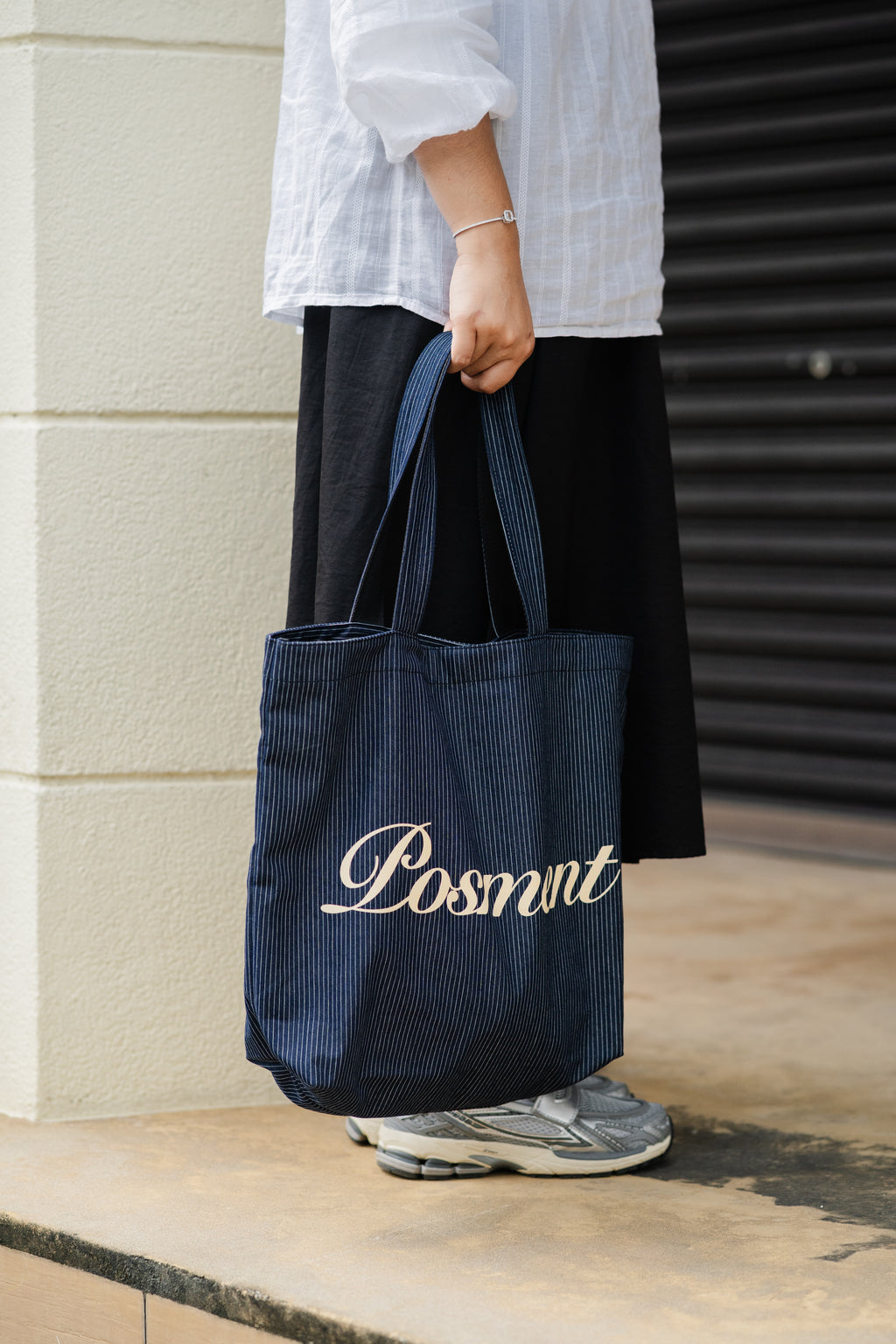 Striped Denim Totebag