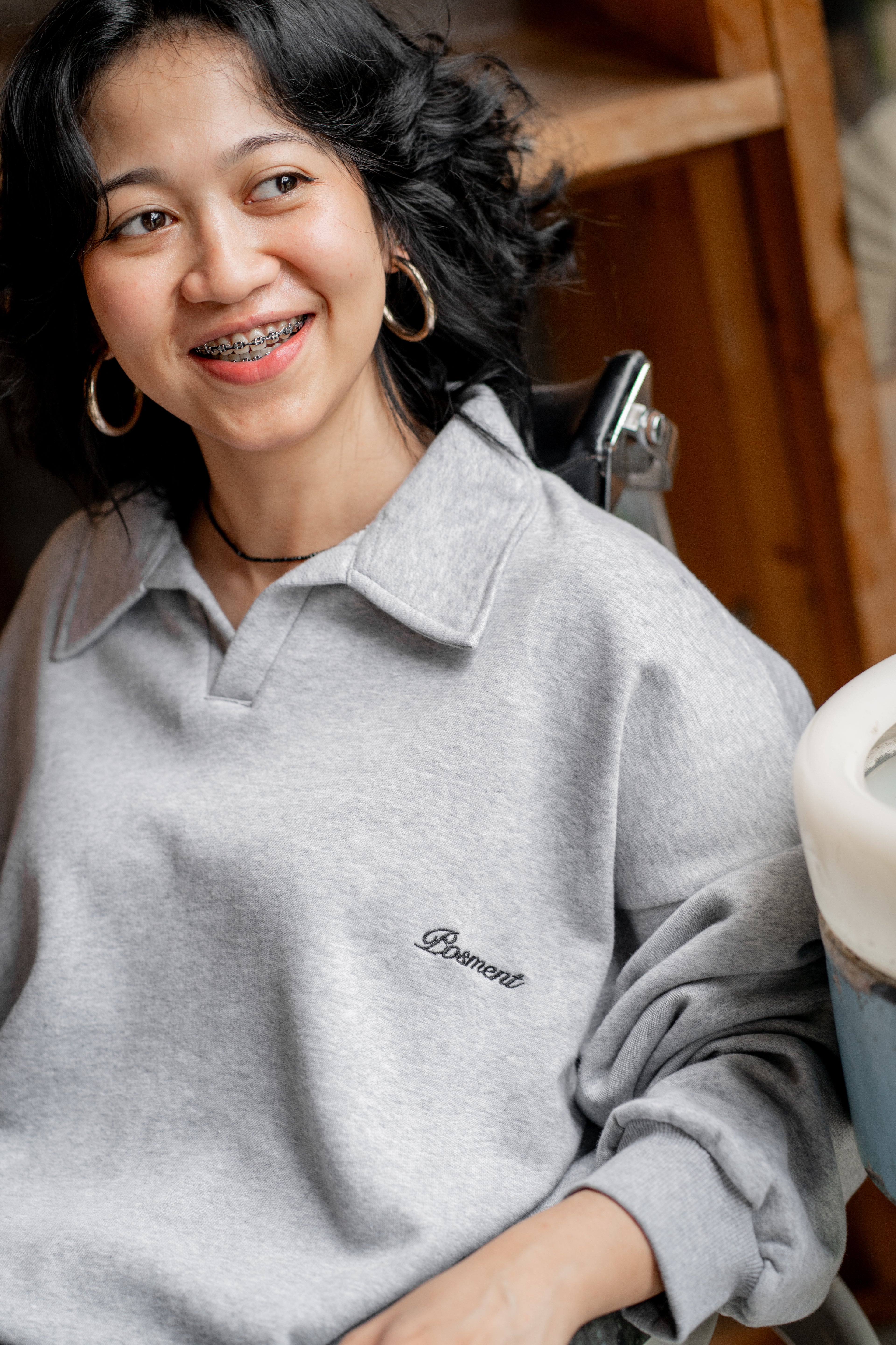 Open Collar Sweatshirt