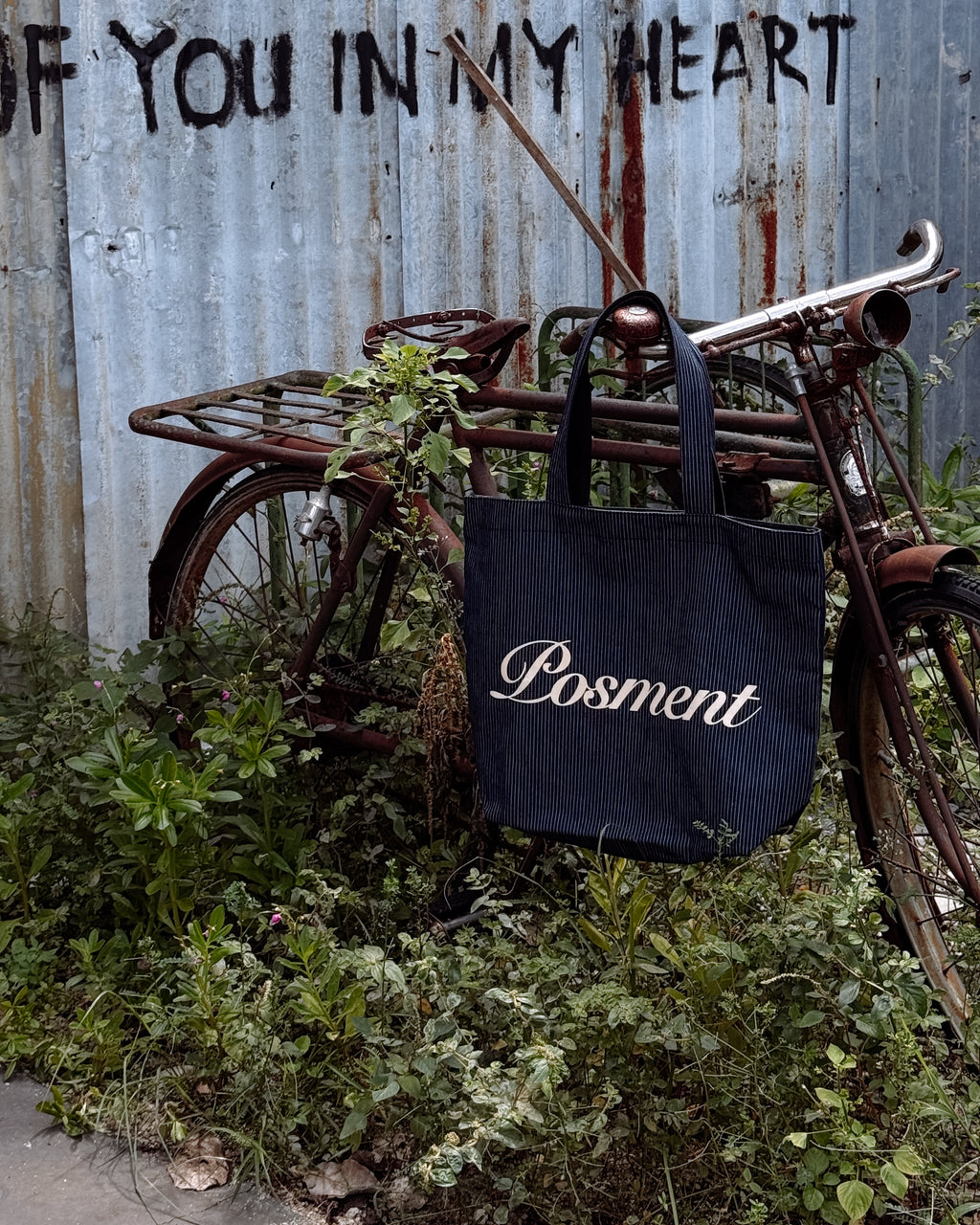 Striped Denim Totebag