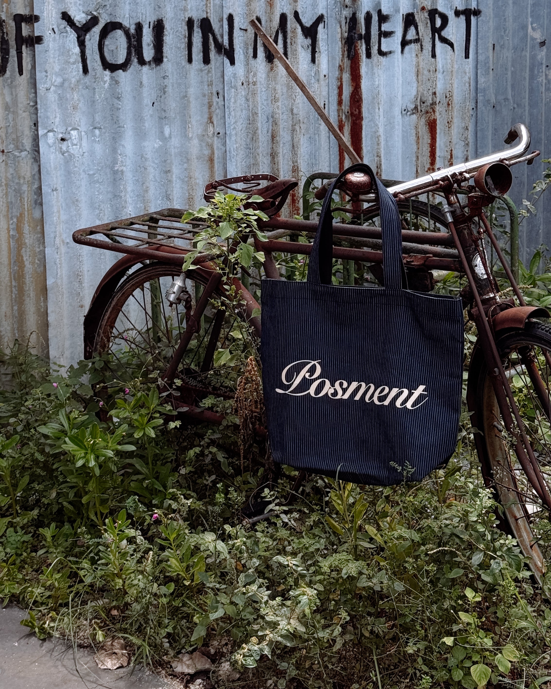 Striped Denim Totebag