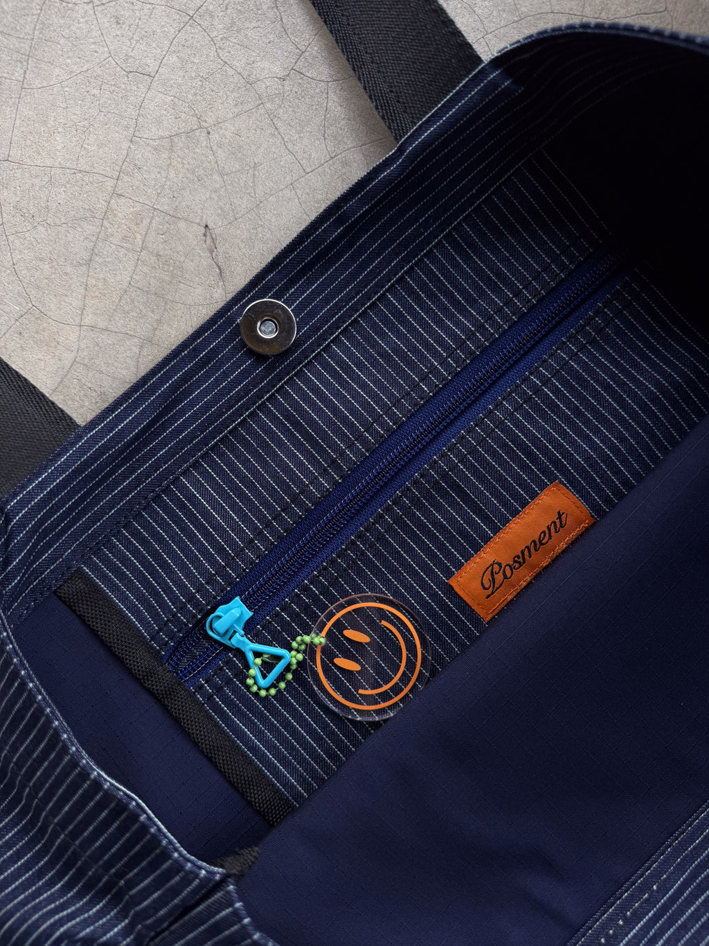 Striped Denim Totebag