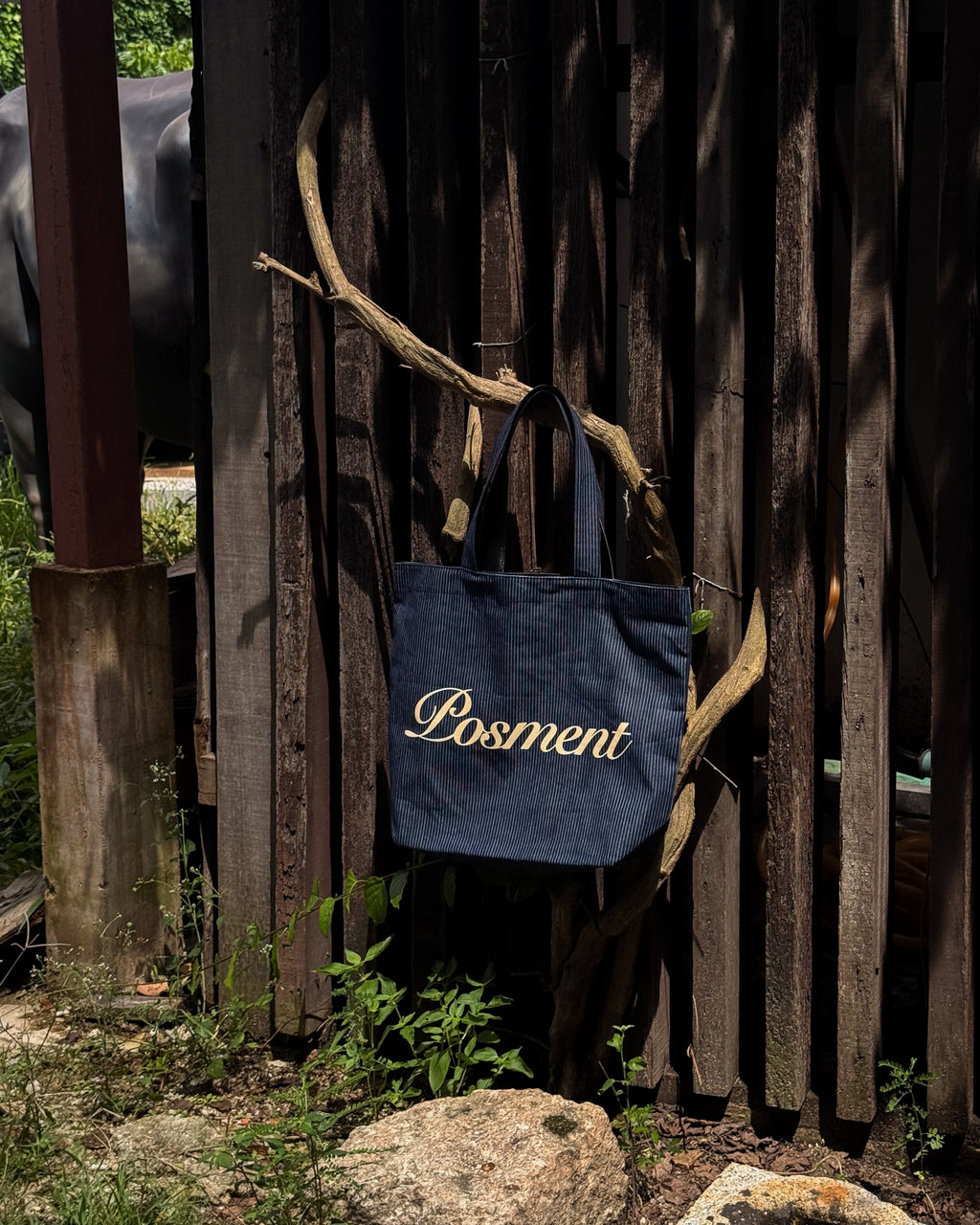 Striped Denim Totebag