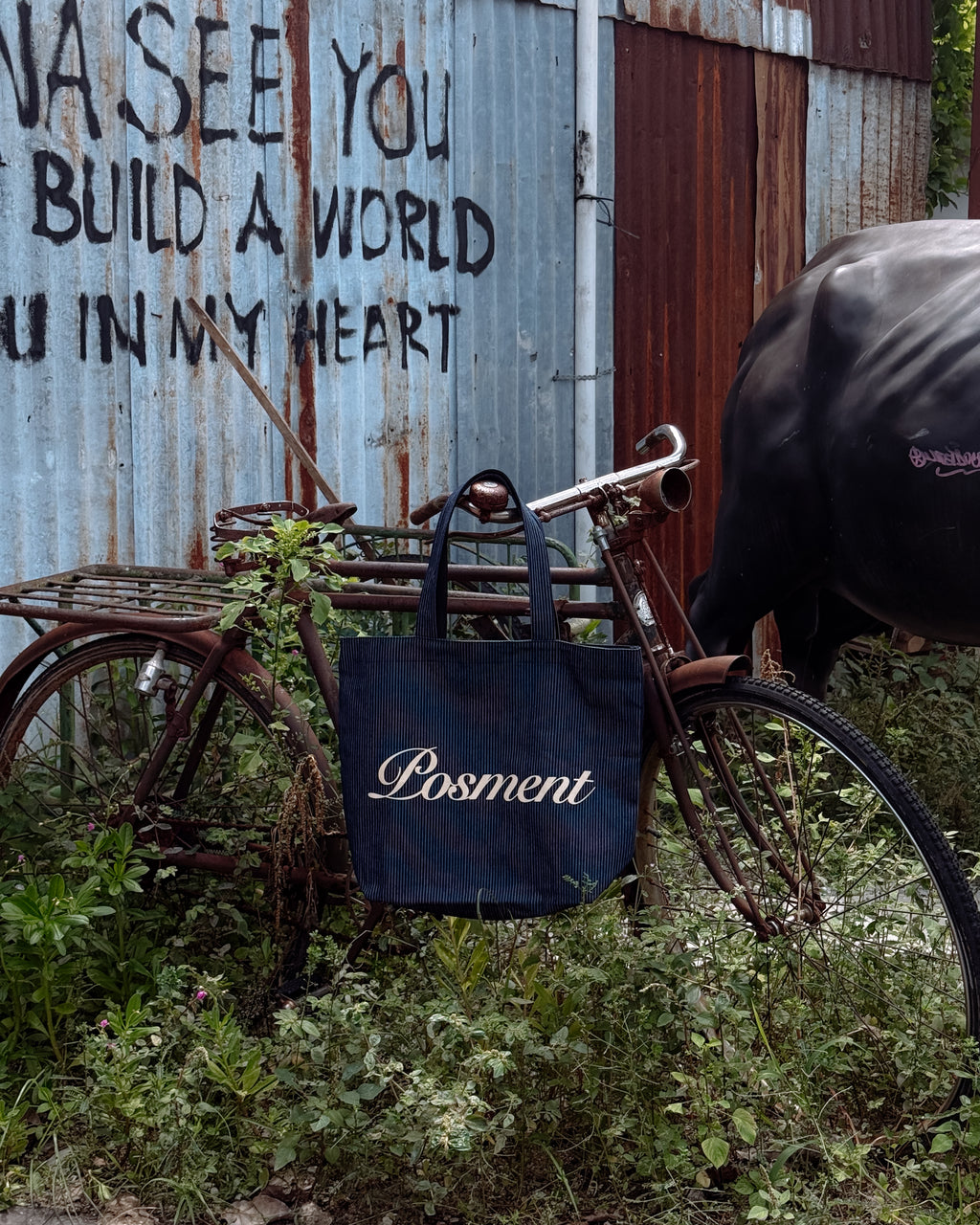 Striped Denim Totebag