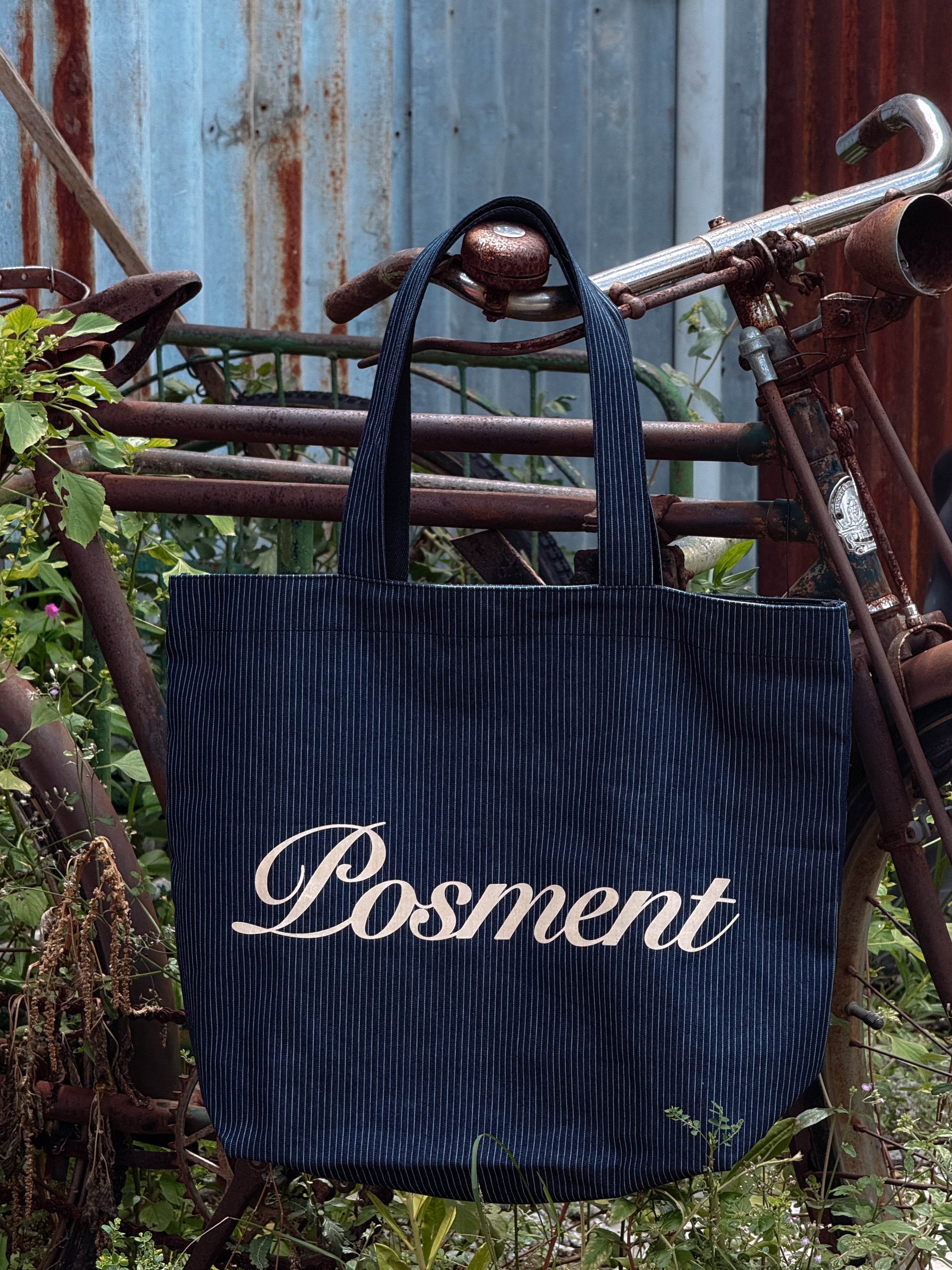 Striped Denim Totebag
